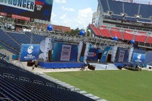 field with stage - Nissan Stadium