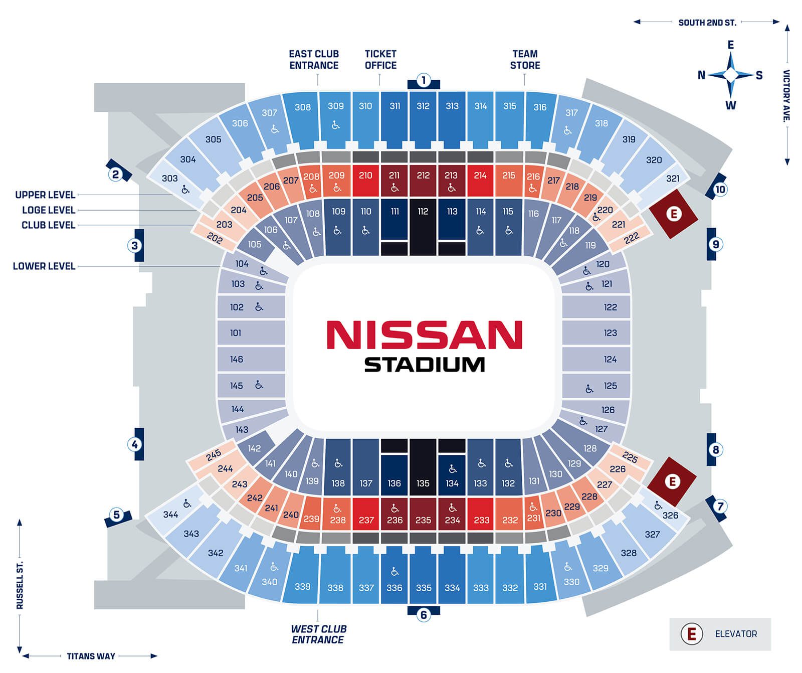 Stadium Seating Map Nissan Stadium