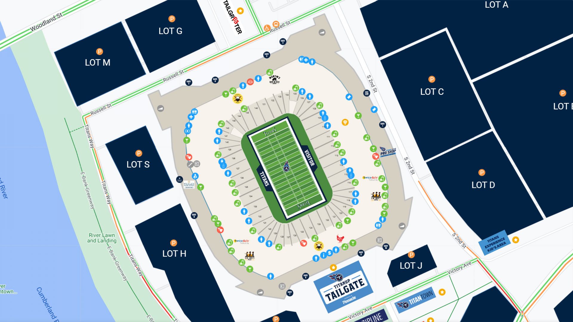 Nissan Stadium Amenities Map