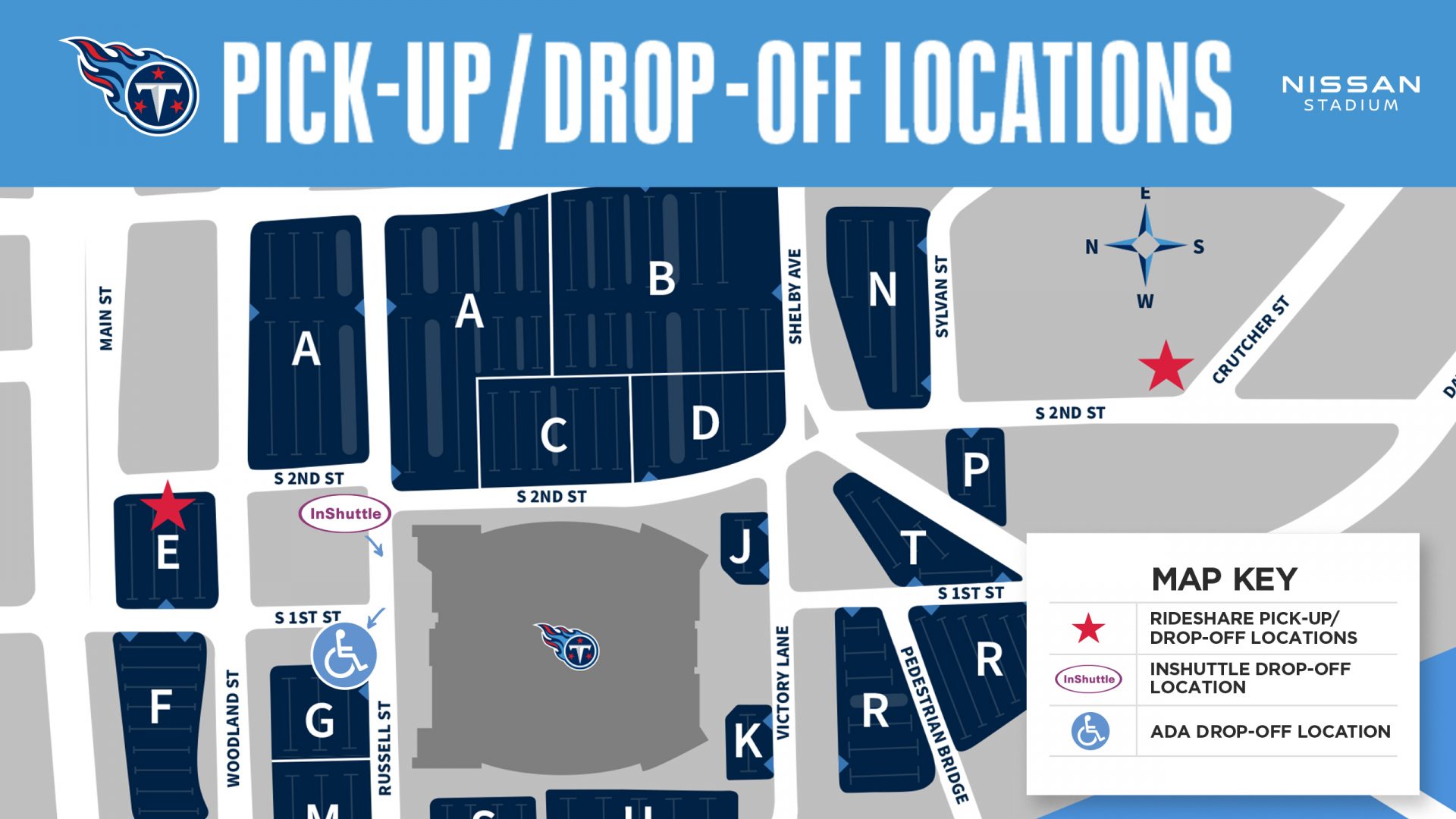 Tennessee Titans Parking Lots & Passes at Nissan Stadium