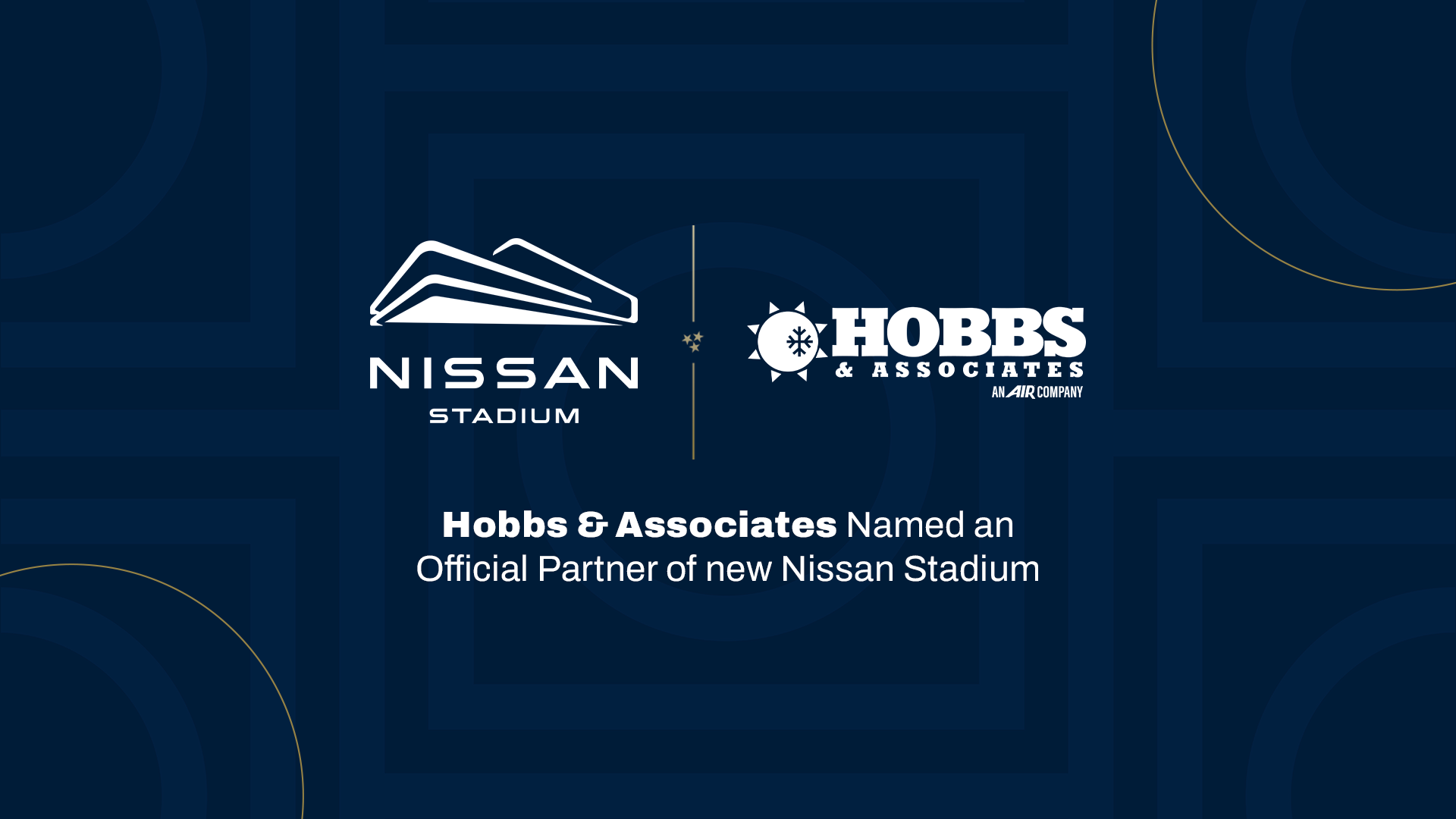Hobbs & Associates partnership announcement graphic with Nissan Stadium