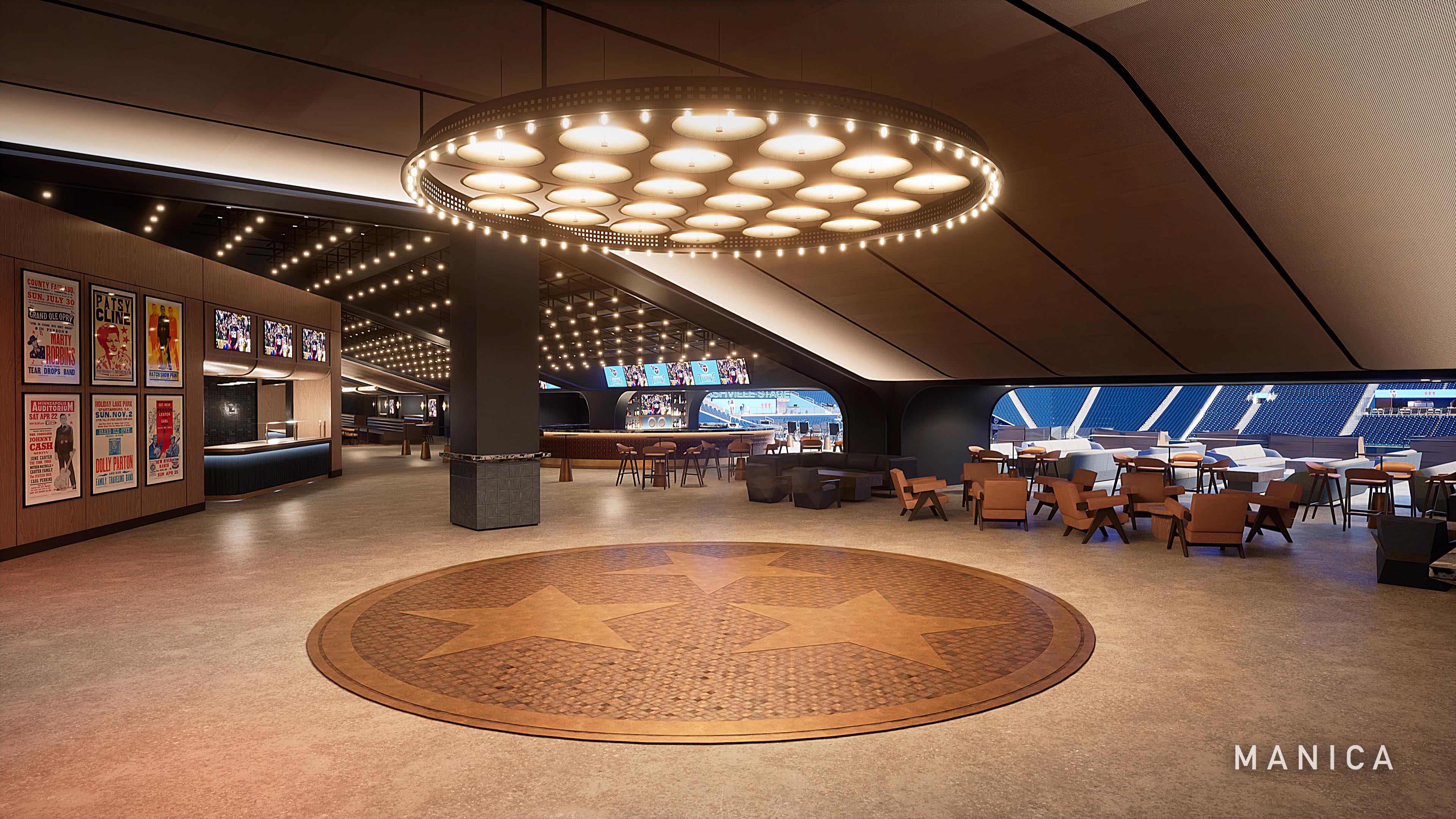 Interior view of the Mezz Club at the new Nissan Stadium